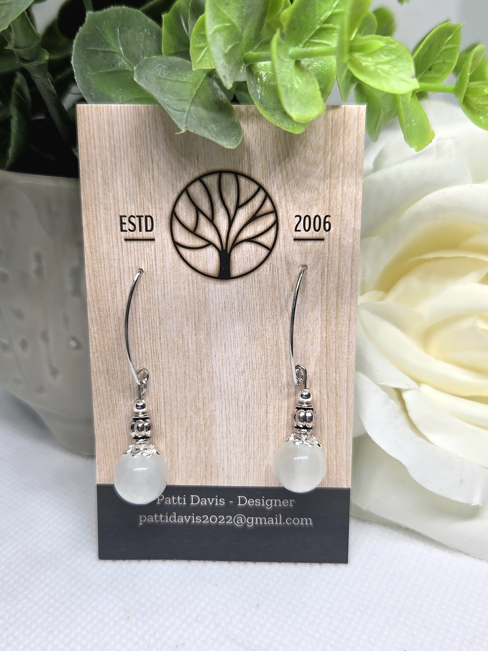 White Moonstone Drop Earrings